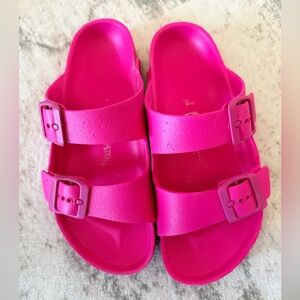 Birkenstock Kids Hot Pink Double-Buckle Slide Sandals